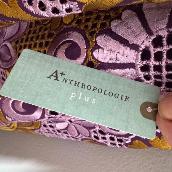 Anthropologie Embroidered Halter Mini Dress Purple Gold Women's 20W - Picture 6 of 14